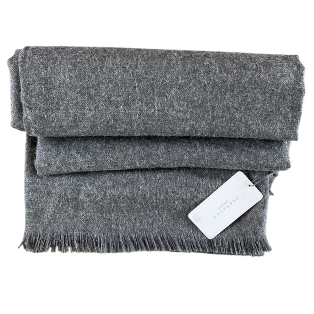 Kassatex 100% Baby Alpaca Luxury Throw Blanket Made in Peru Luxe Gray NWT